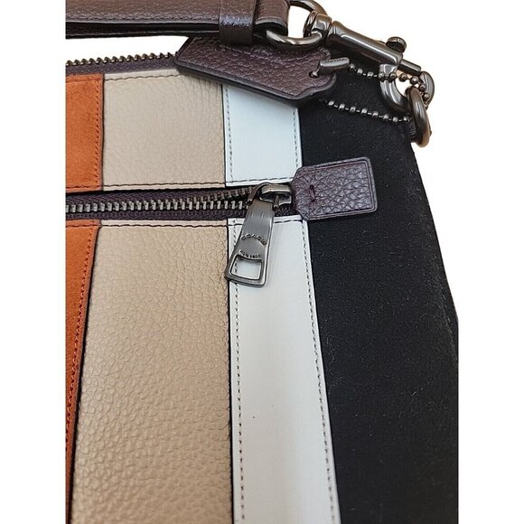 Coach Charlie Pouch Medium Wristlet Purse Designer Handbag Patchwork Stripes - Picture 8 of 16